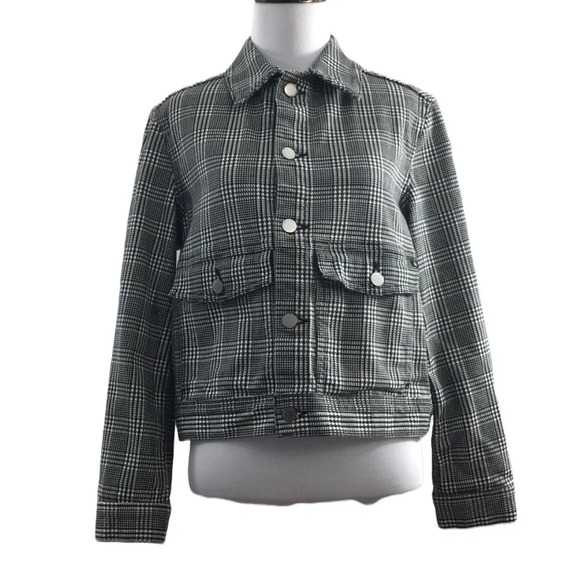 Adriano Goldschmied Black White Houndstooth‎ Evonne Crop Jacket Womens Medium - Picture 1 of 14